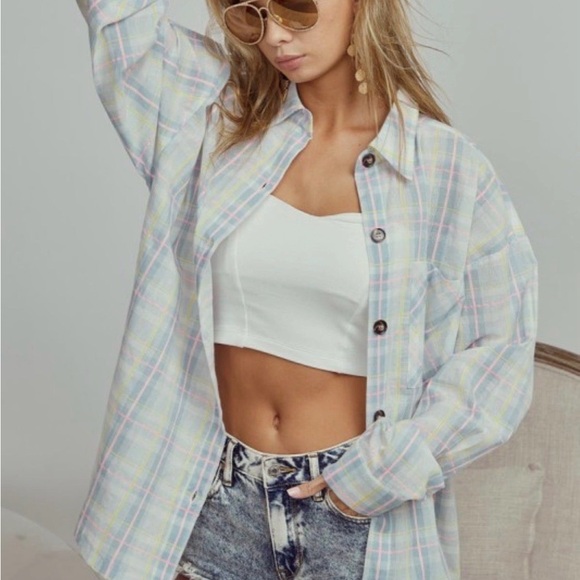 Spring Plaid Button Up - Picture 2 of 3